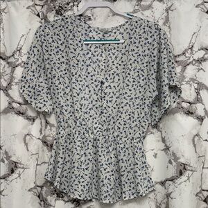 Sienna Sky Blue and White Floral Blouse